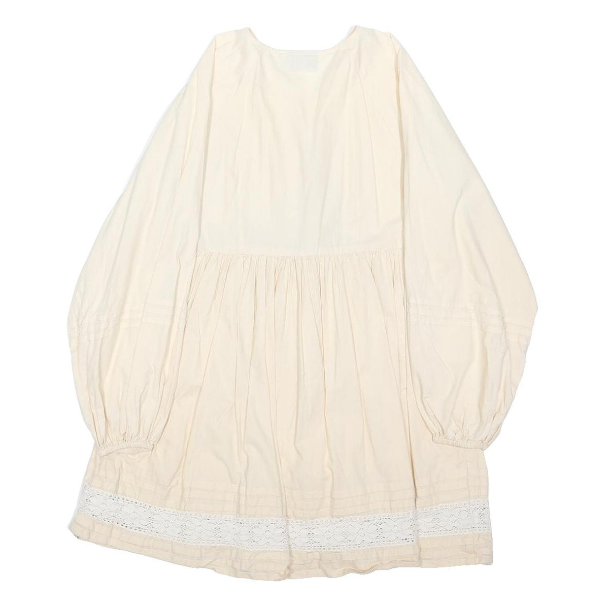 ASOS Womens Cream Fit & Flare Cotton Blend Dress Long Sleeve Knee Length UK 10