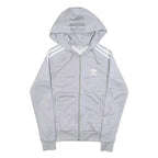 ADIDAS Womens Grey Hoodie UK 6 Zip Up Cotton Blend Casual Jacket