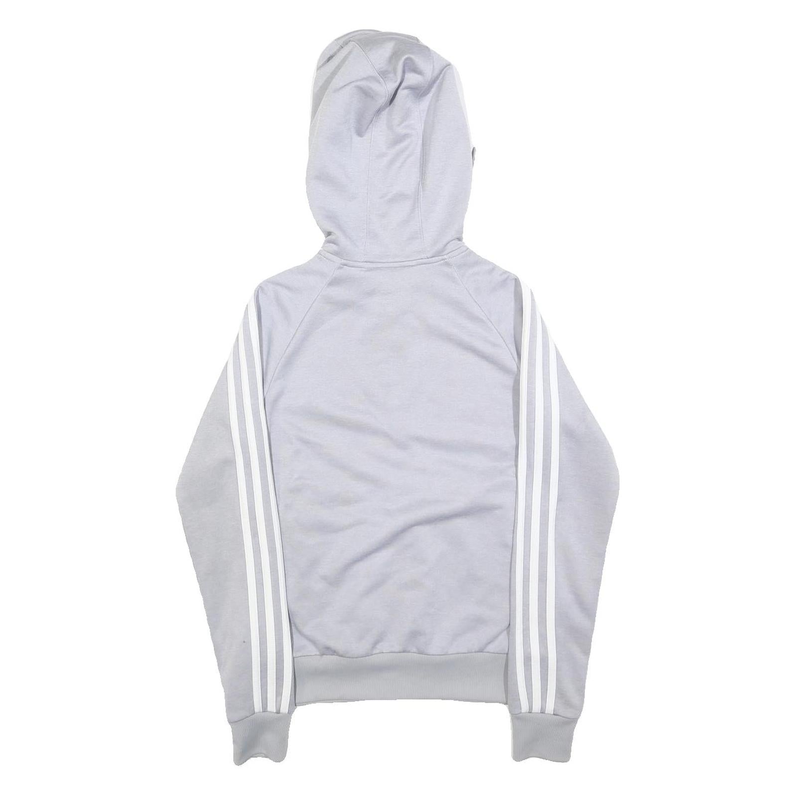 ADIDAS Womens Grey Hoodie UK 6 Zip Up Cotton Blend Casual Jacket