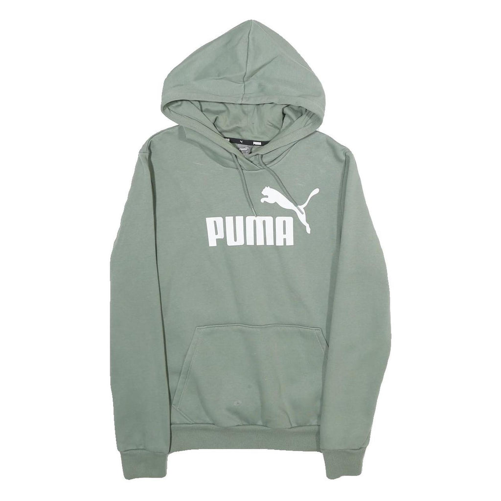 PUMA Mens Green Pullover Hoodie S Cotton Blend Casual Sportswear