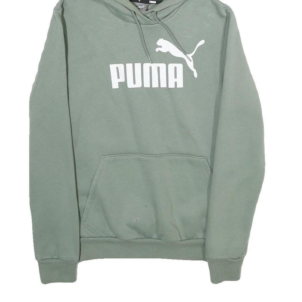 PUMA Mens Green Pullover Hoodie S Cotton Blend Casual Sportswear