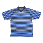 NIKE Mens Blue & Black Striped Short Sleeve Polo Shirt XL Performance Sports