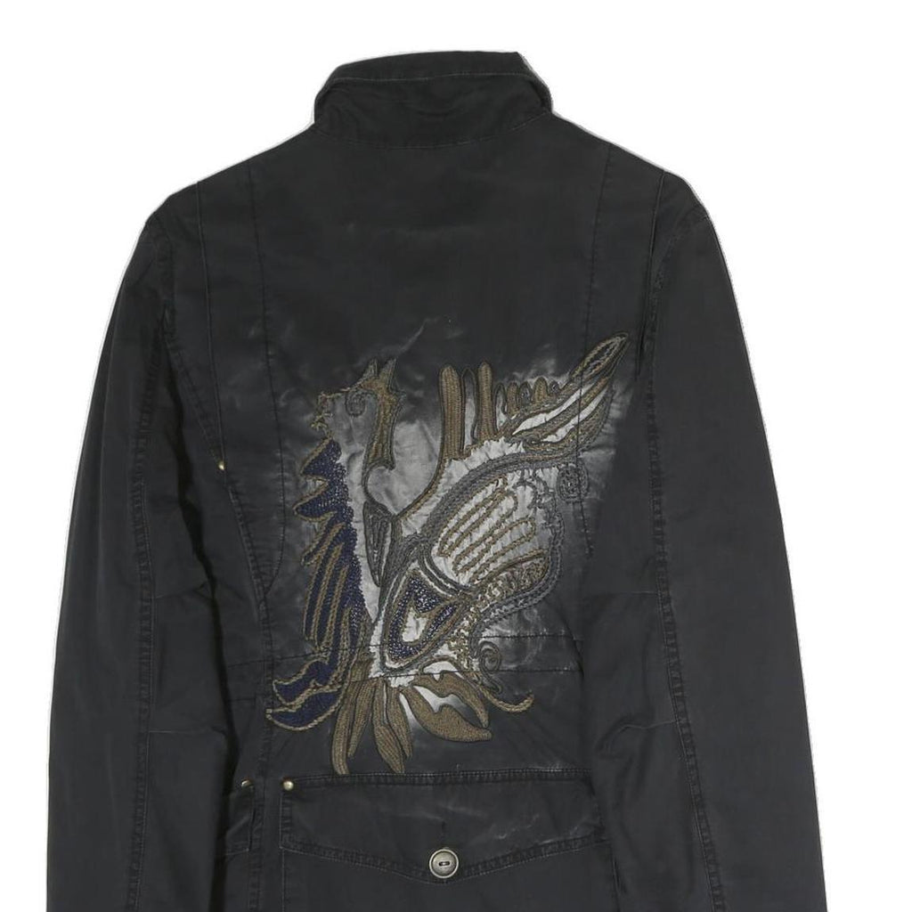 MAX MARA Womens Black Tailored Cotton Blend Jacket Coach Style UK 6 Woven Button