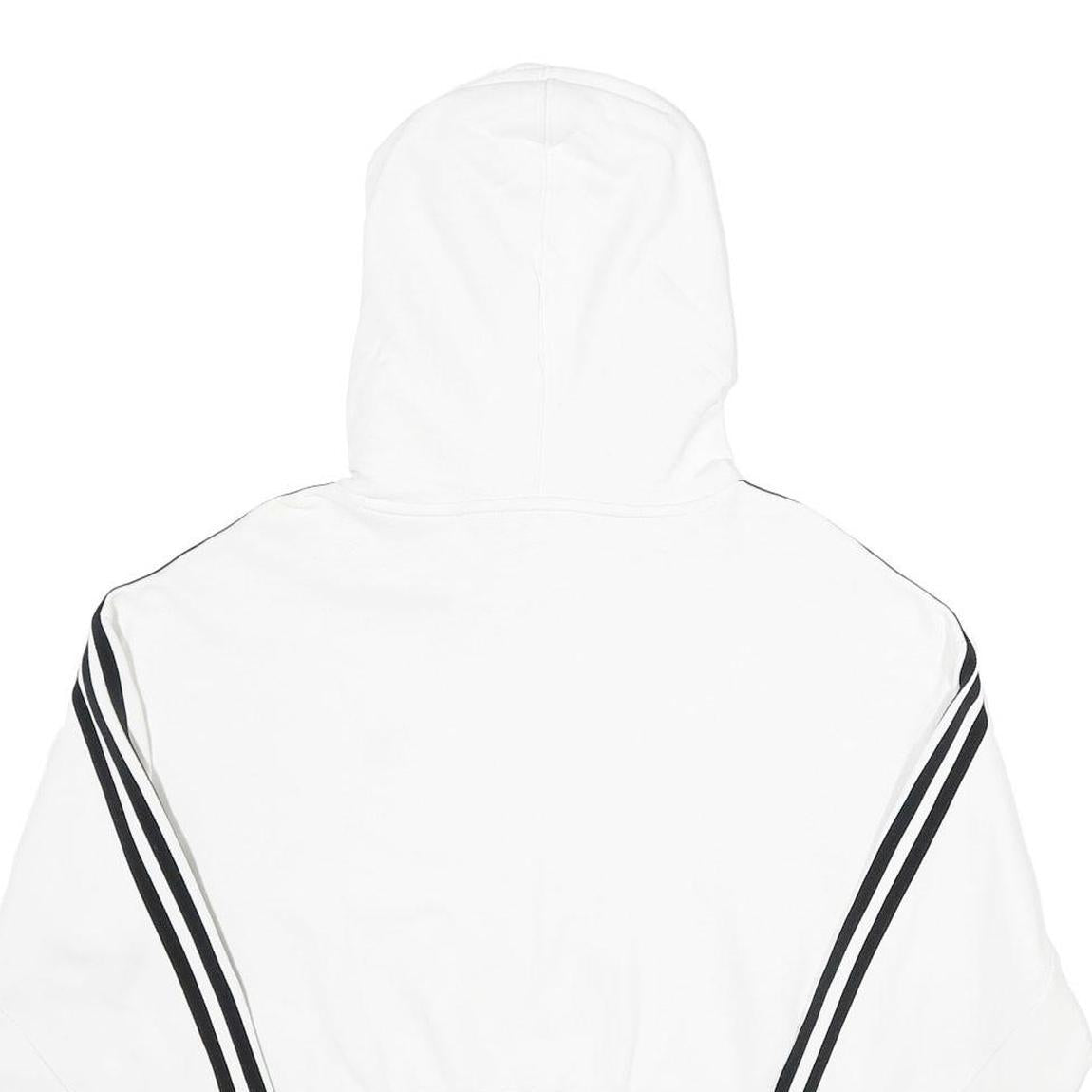 ADIDAS Womens White & Black Crop Hoodie UK 4 Cotton Pullover Casual Streetwear