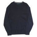 NAUTICA Mens Navy Plain V Neck Basic Knit Jumper M Cotton Blend Casual