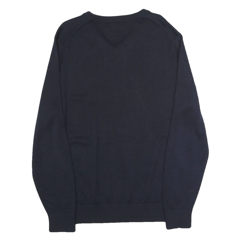 NAUTICA Mens Navy Plain V Neck Basic Knit Jumper M Cotton Blend Casual