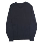 NAUTICA Mens Navy Plain V Neck Basic Knit Jumper M Cotton Blend Casual