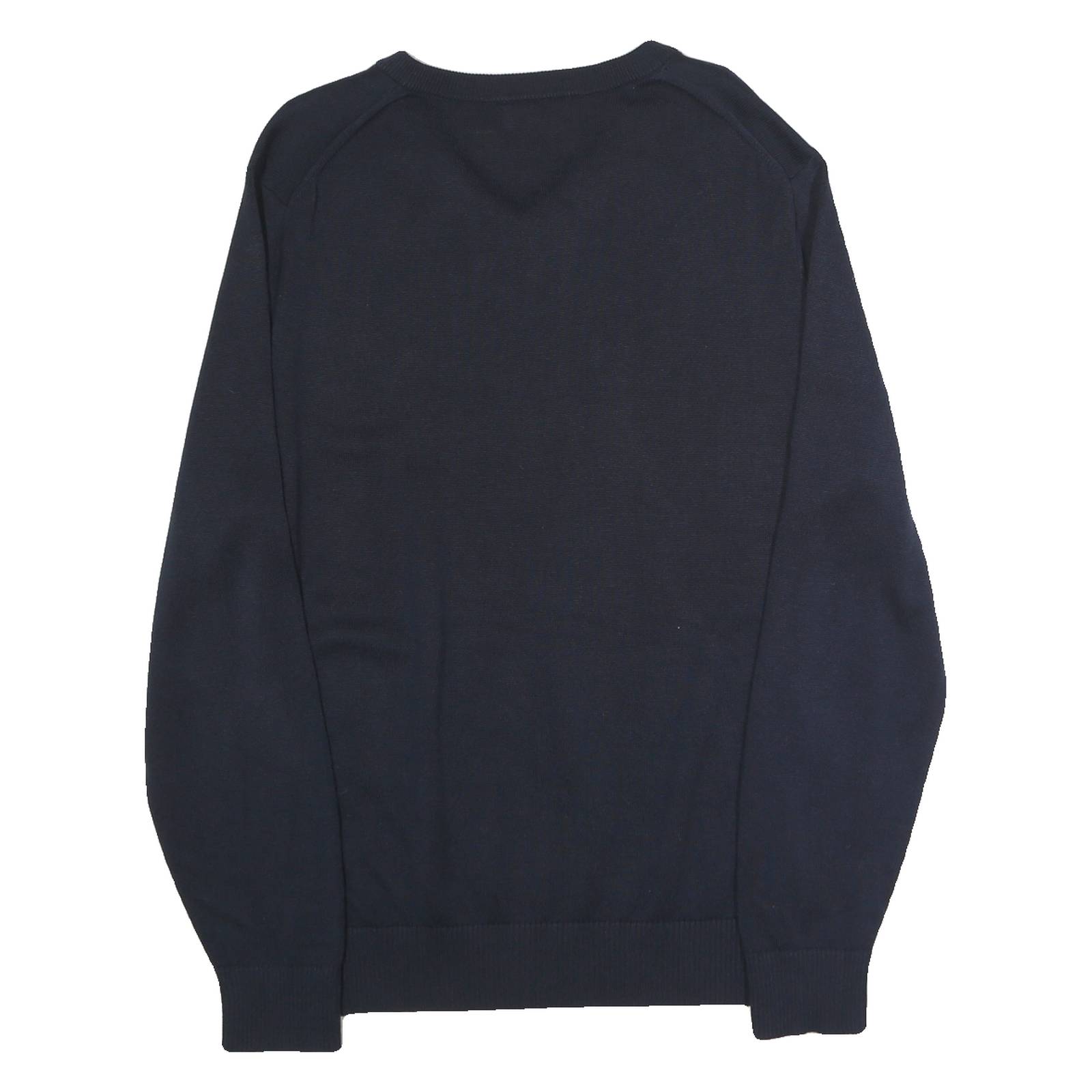NAUTICA Mens Navy Plain V Neck Basic Knit Jumper M Cotton Blend Casual