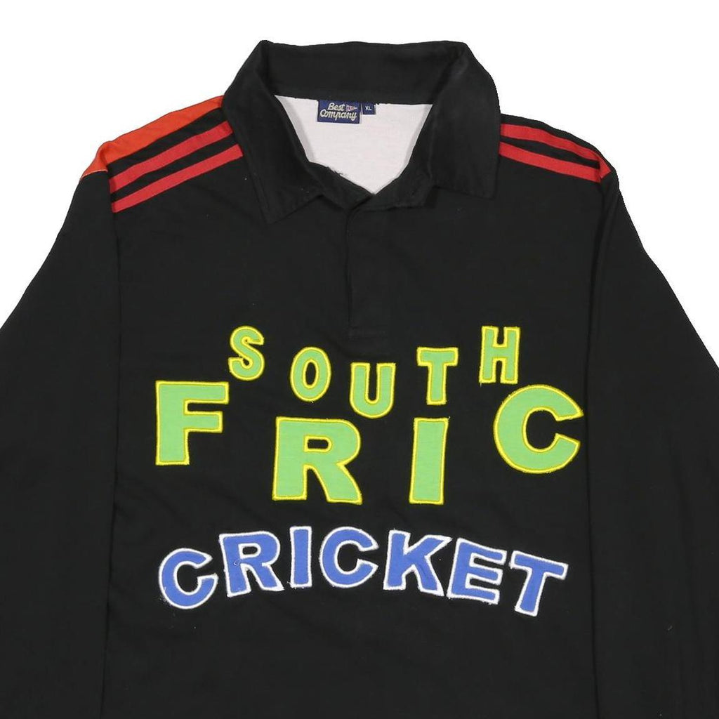 BEST COMPANY Mens Black South Africa Cricket Long Sleeve Polo Shirt XL Cotton