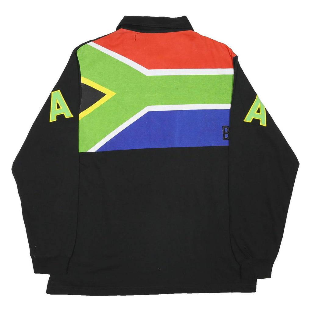 BEST COMPANY Mens Black South Africa Cricket Long Sleeve Polo Shirt XL Cotton