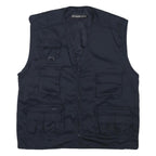 OCCHI AND BELLI Mens Black Utility Vest 2XL Cotton Blend Casual Multi Pocket