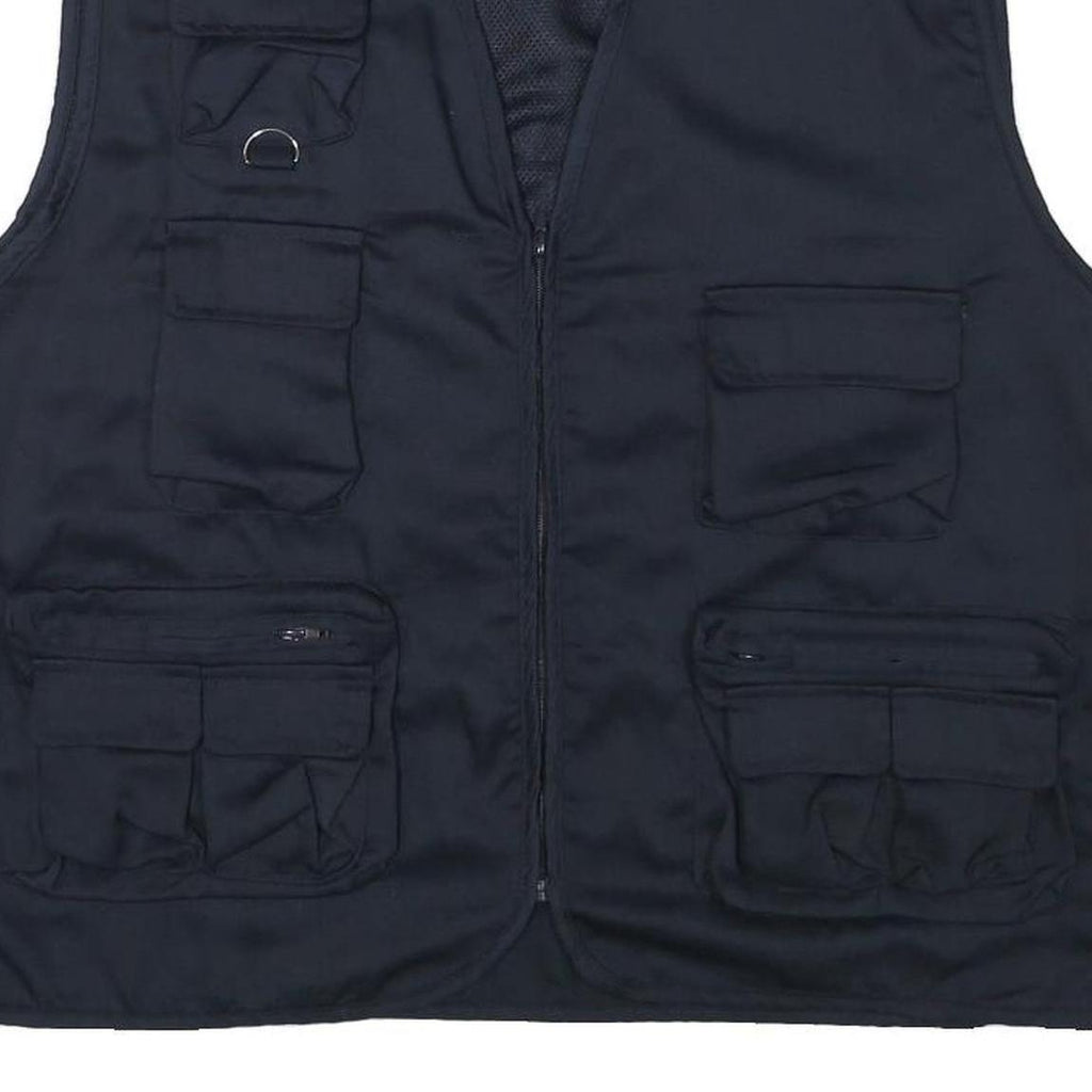 OCCHI AND BELLI Mens Black Utility Vest 2XL Cotton Blend Casual Multi Pocket