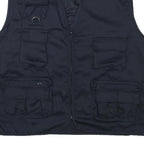 OCCHI AND BELLI Mens Black Utility Vest 2XL Cotton Blend Casual Multi Pocket