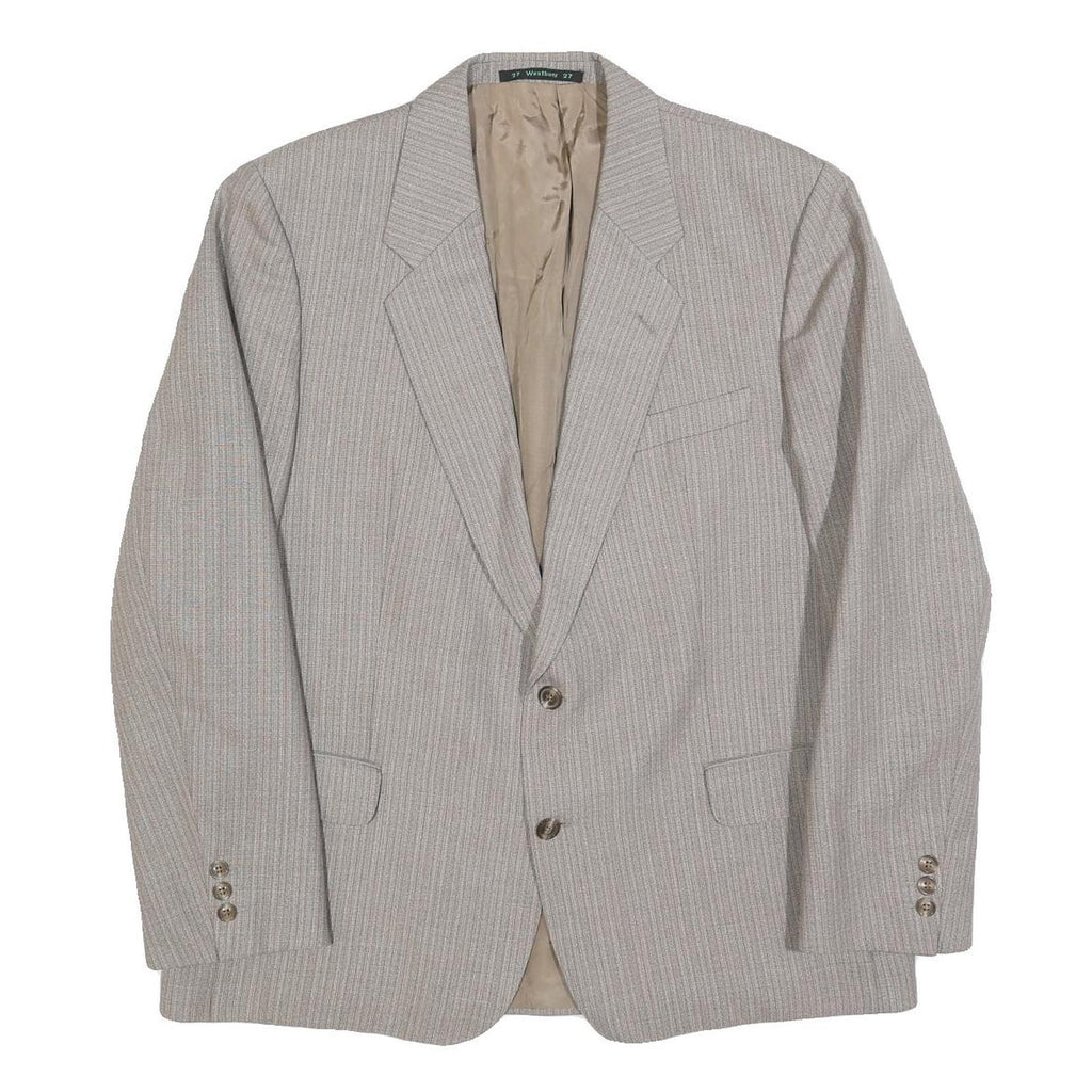WESTBURY Mens Grey Button Closure Wool Blend Classic Jacket L Wool Blend Plain