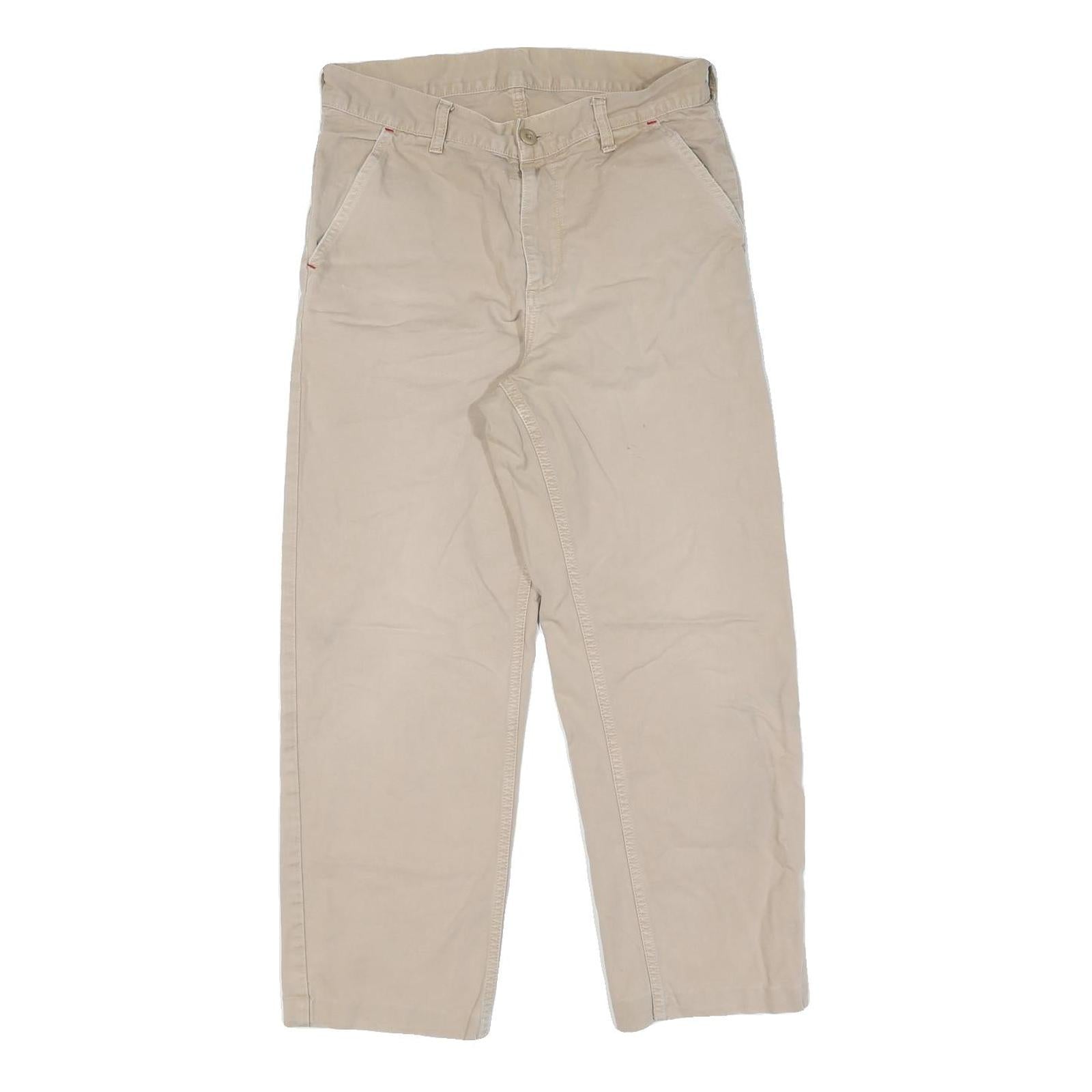 CARHARTT Mens Cotton Beige Regular Fit Straight Leg Trousers W30 L26 Workwear