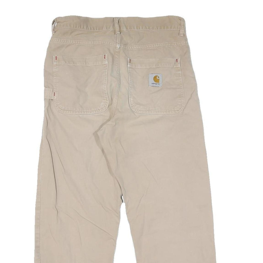 CARHARTT Mens Cotton Beige Regular Fit Straight Leg Trousers W30 L26 Workwear