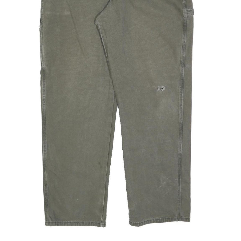 DICKIES Mens Cotton Blend Green Regular Straight Trousers W38 L32 Workwear