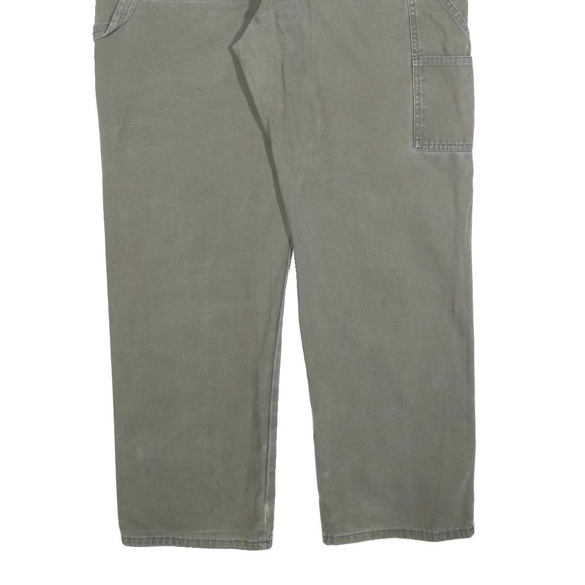 DICKIES Mens Cotton Blend Green Regular Straight Trousers W38 L32 Workwear