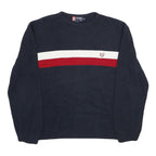 CHAPS RALPH LAUREN Mens Navy Blue & Red Patterned Cotton Jumper Crew Neck Basic