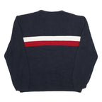 CHAPS RALPH LAUREN Mens Navy Blue & Red Patterned Cotton Jumper Crew Neck Basic
