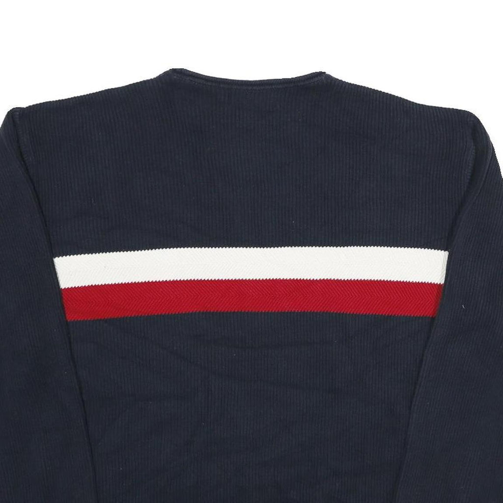 CHAPS RALPH LAUREN Mens Navy Blue & Red Patterned Cotton Jumper Crew Neck Basic