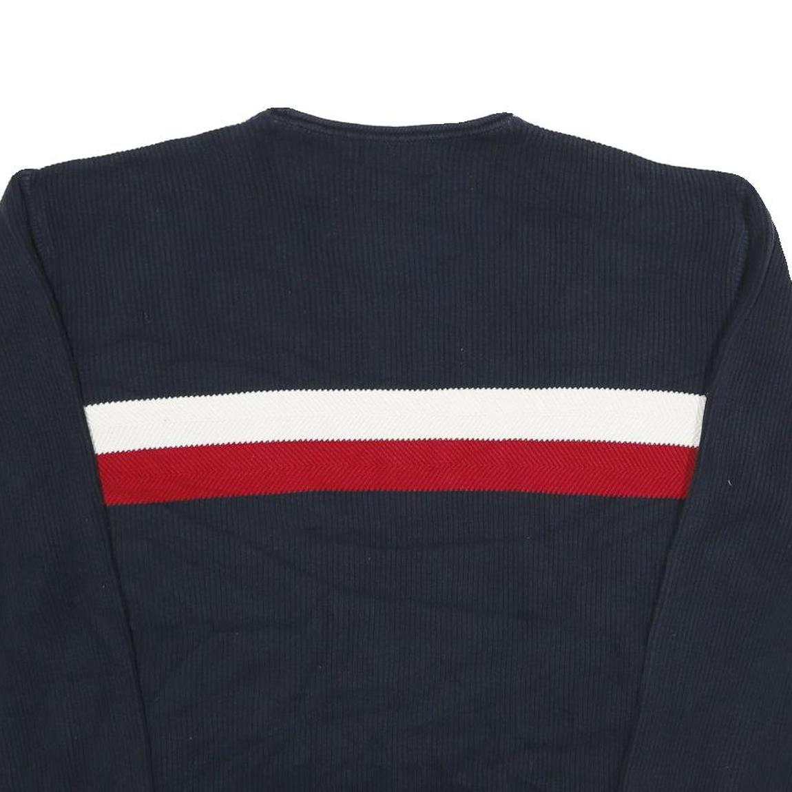 CHAPS RALPH LAUREN Mens Navy Blue & Red Patterned Cotton Jumper Crew Neck Basic