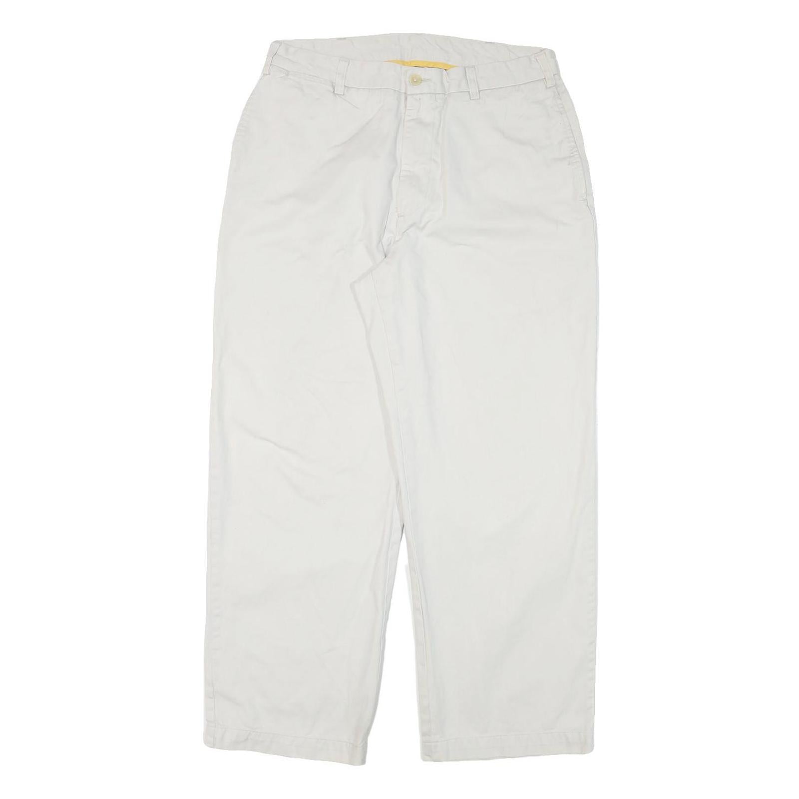 NAUTICA Mens Cotton Blend White Relaxed Straight Trousers W34 L30 Casual Zip