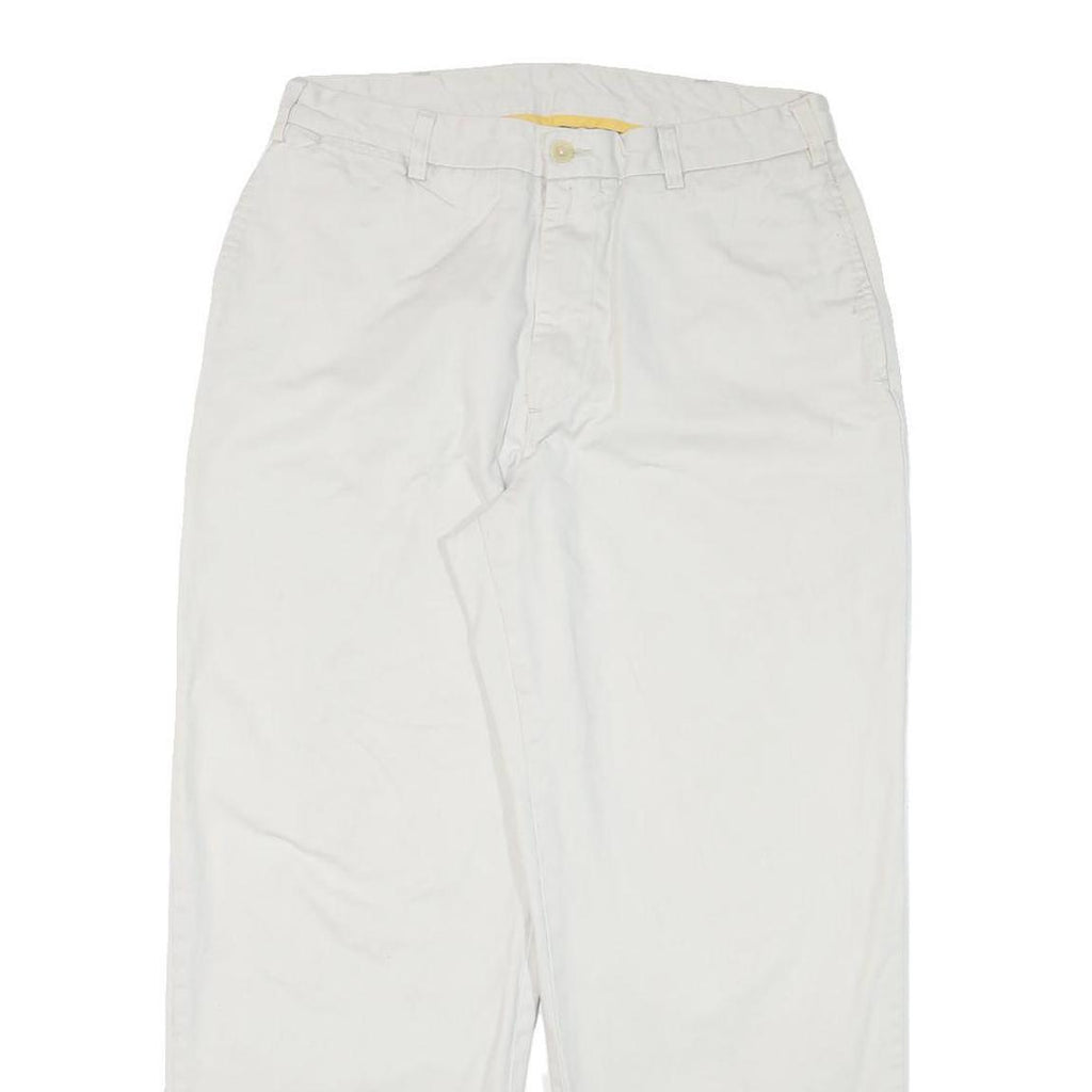 NAUTICA Mens Cotton Blend White Relaxed Straight Trousers W34 L30 Casual Zip