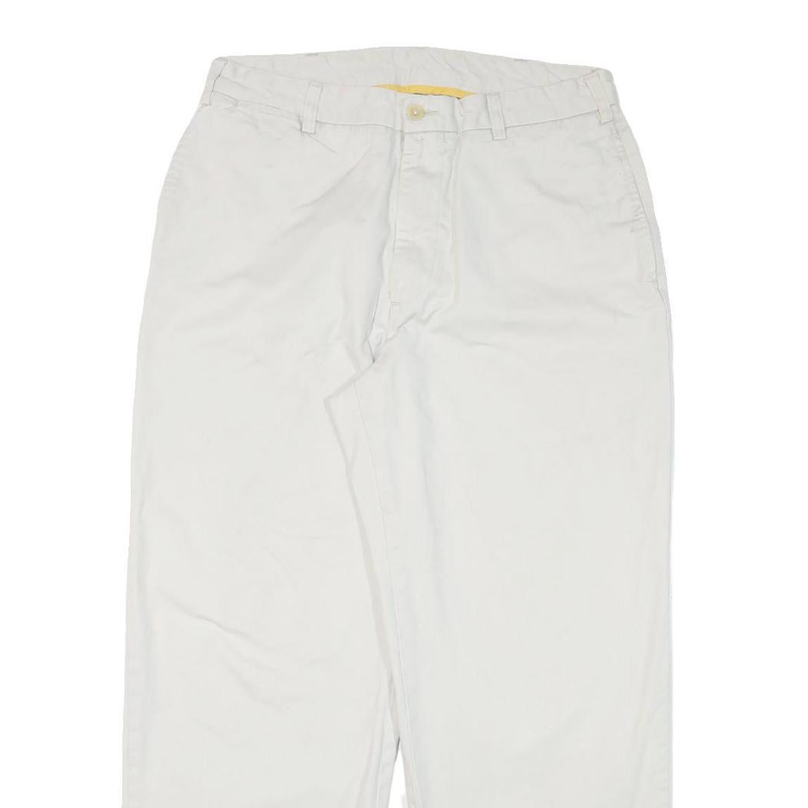 NAUTICA Mens Cotton Blend White Relaxed Straight Trousers W34 L30 Casual Zip