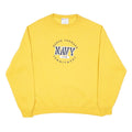 CHAMPION Mens Yellow Navy Print Crew Neck L Sweatshirt Cotton Blend Casual