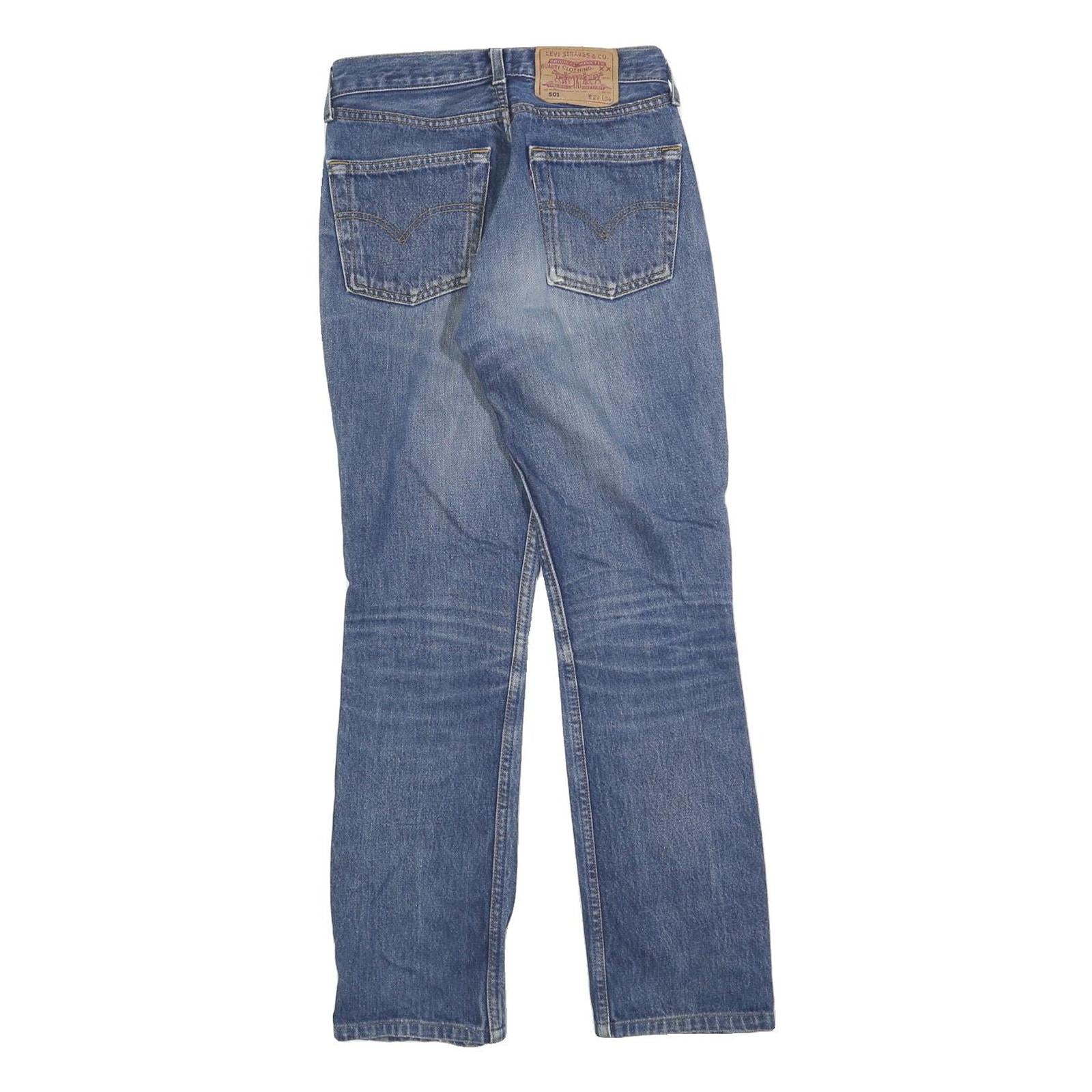 LEVI'S 501 Womens Jeans Blue Regular Straight Denim Medium W24 L28 Classic