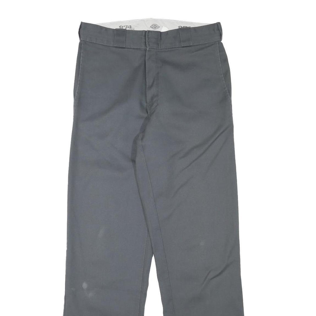 DICKIES Mens Cotton Blend Grey Regular Straight Trousers W29 L31 Workwear Zip