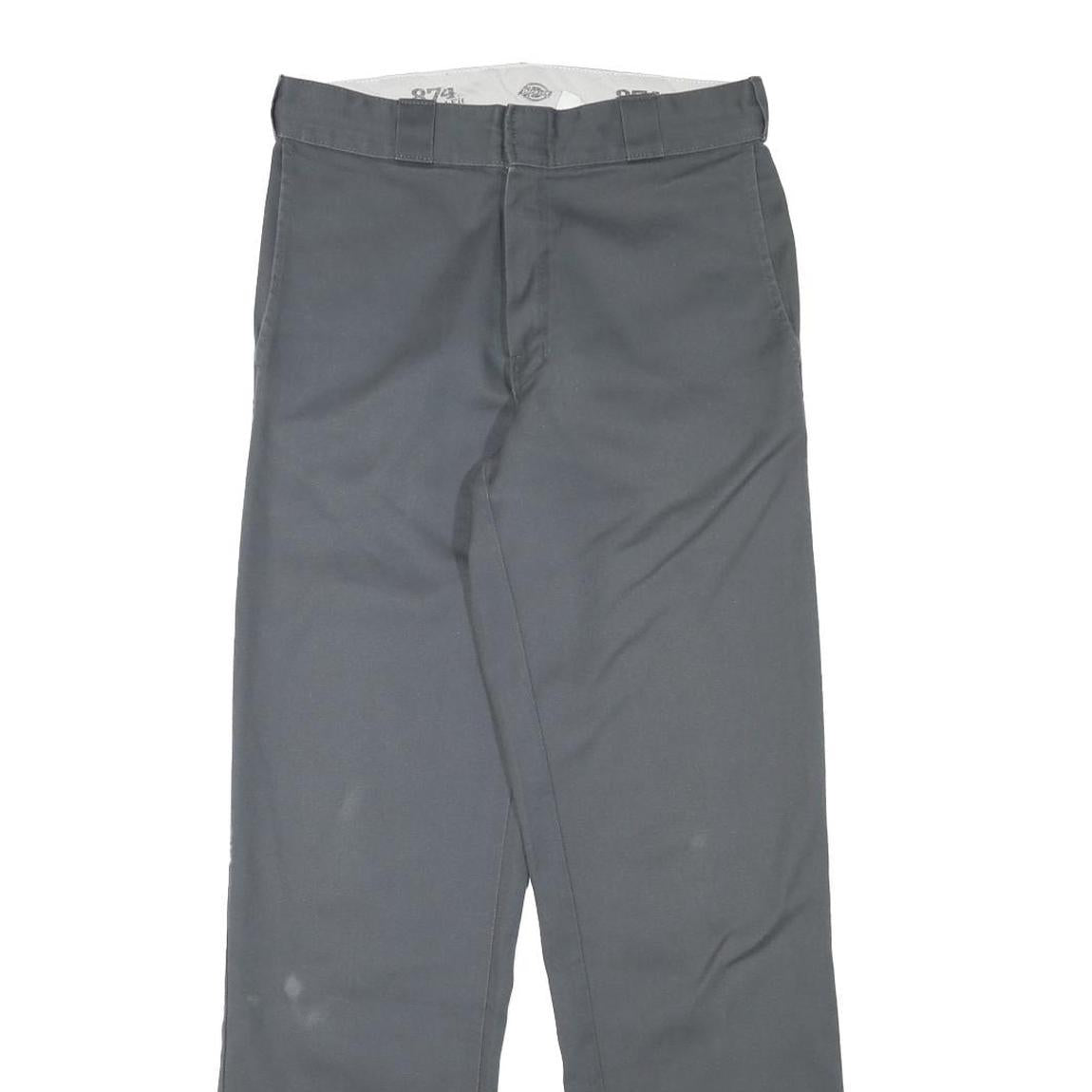 DICKIES Mens Cotton Blend Grey Regular Straight Trousers W29 L31 Workwear Zip