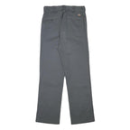 DICKIES Mens Cotton Blend Grey Regular Straight Trousers W29 L31 Workwear Zip
