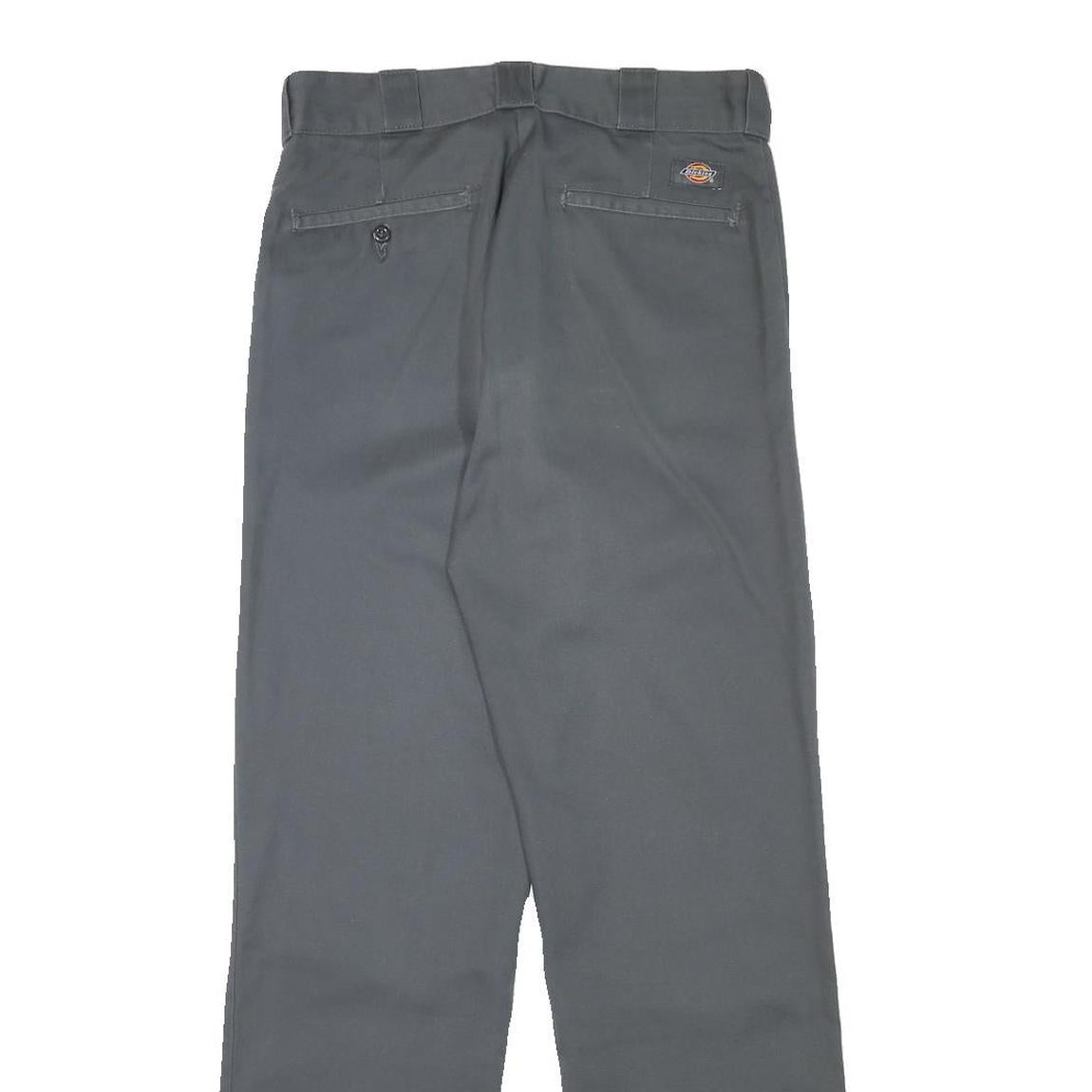 DICKIES Mens Cotton Blend Grey Regular Straight Trousers W29 L31 Workwear Zip
