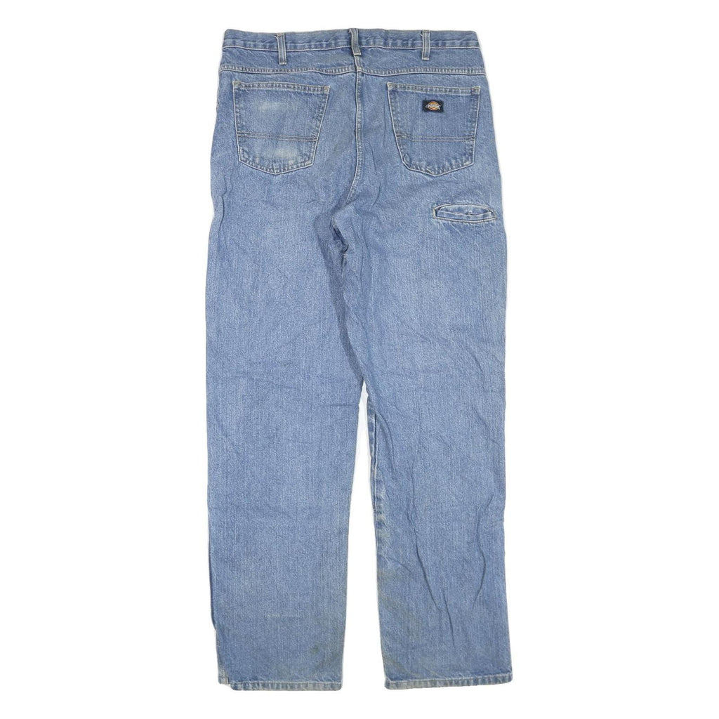 DICKIES Mens Regular Blue Denim Jeans W36 L34 Workwear Pocket Zip Closure