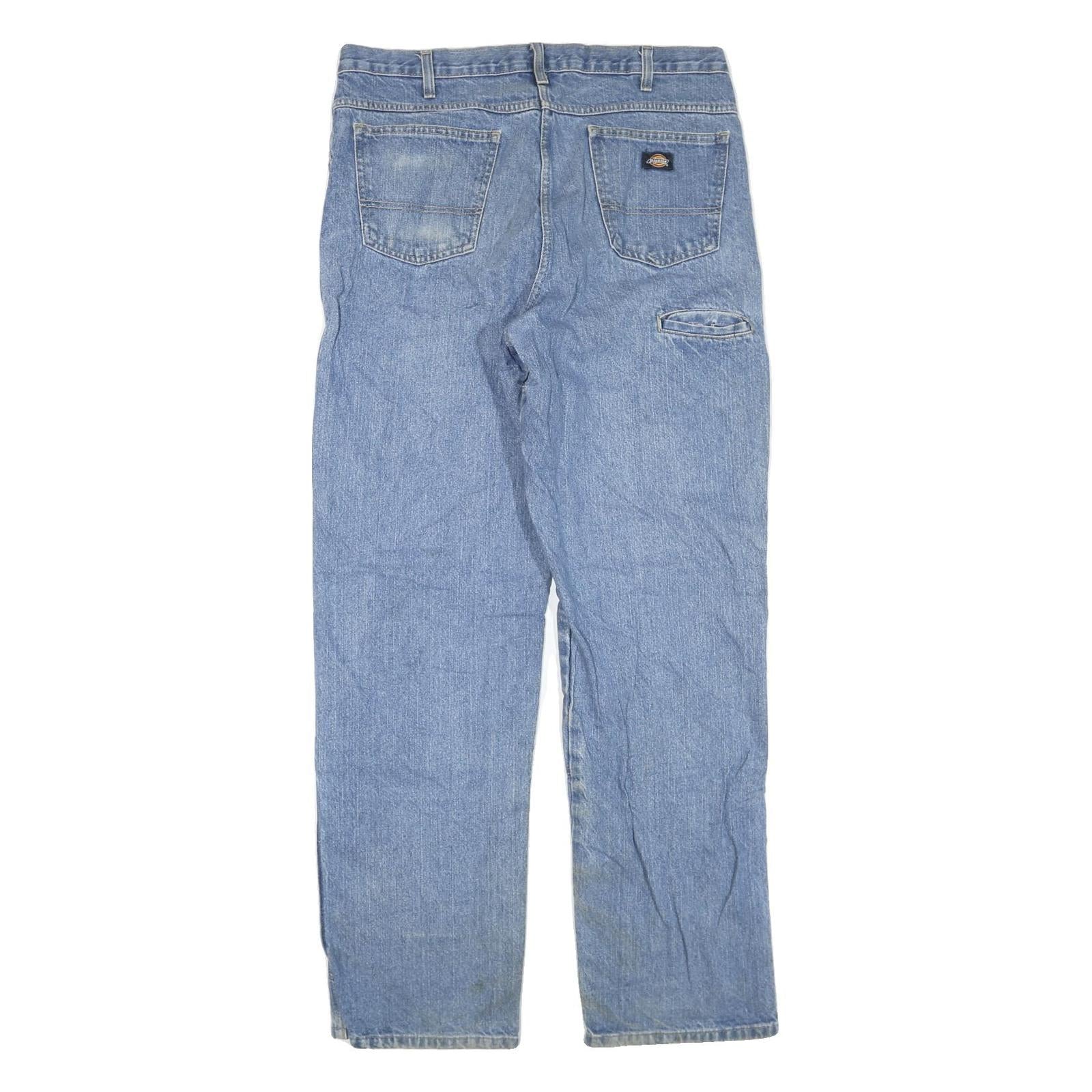 DICKIES Mens Regular Blue Denim Jeans W36 L34 Workwear Pocket Zip Closure