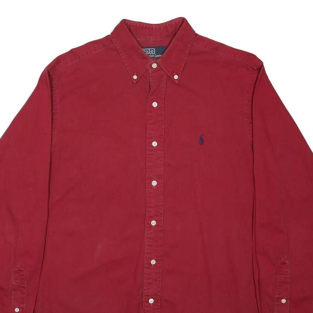RALPH LAUREN Mens Red Casual Shirt L Button-Down Collar Long Sleeve Cotton