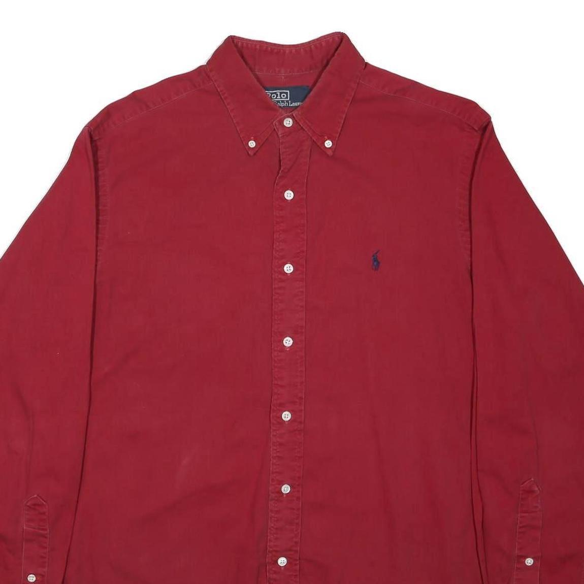 RALPH LAUREN Mens Red Casual Shirt L Button-Down Collar Long Sleeve Cotton