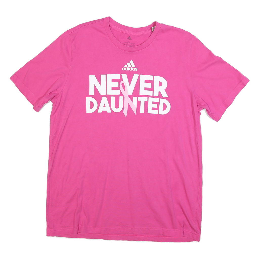 ADIDAS Womens Pink L Never Daunted Graphic T-Shirt Short Sleeve Crew Neck