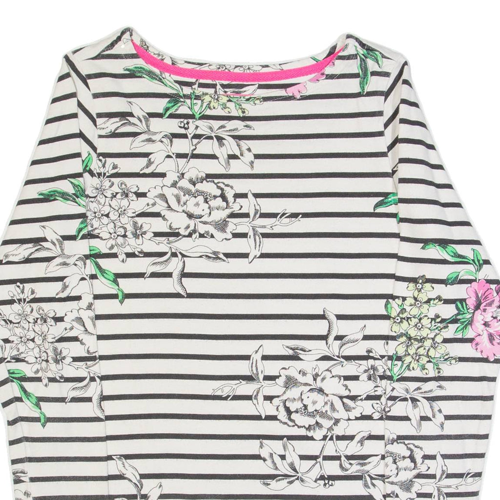 JOULES Womens Patterned Jumper White Striped Tight Knit UK 6