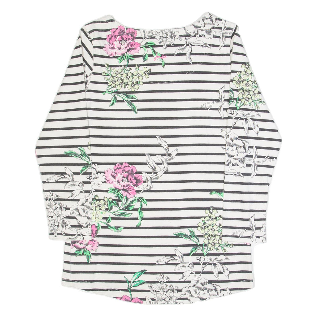 JOULES Womens Patterned Jumper White Striped Tight Knit UK 6