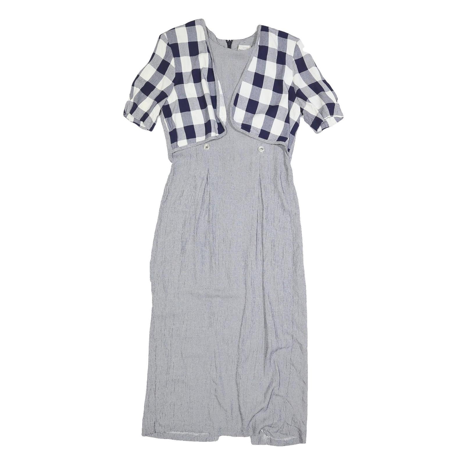 BENTLEY Womens Blue & White Check Fit & Flare Woven Dress Cotton Blend M