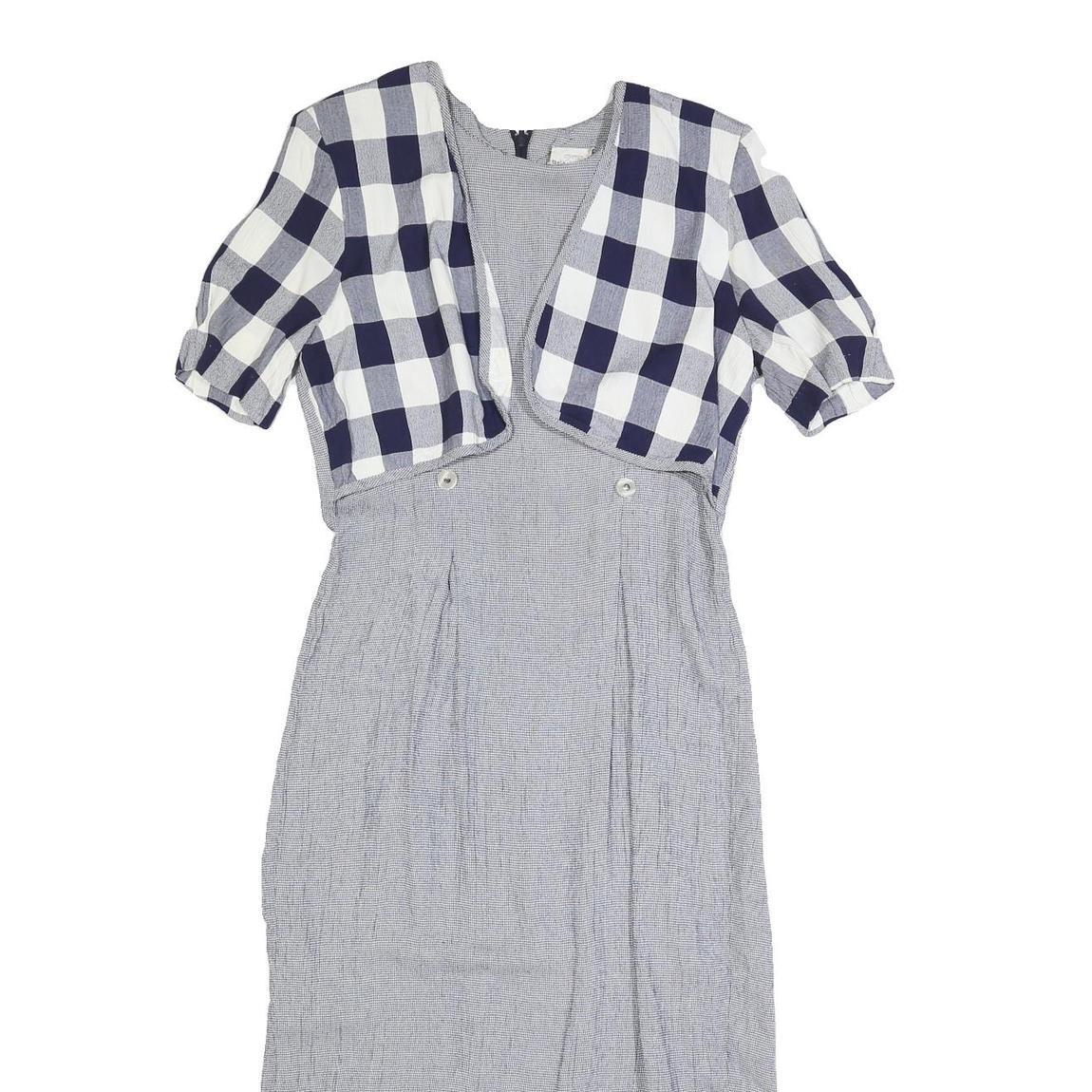 BENTLEY Womens Blue & White Check Fit & Flare Woven Dress Cotton Blend M