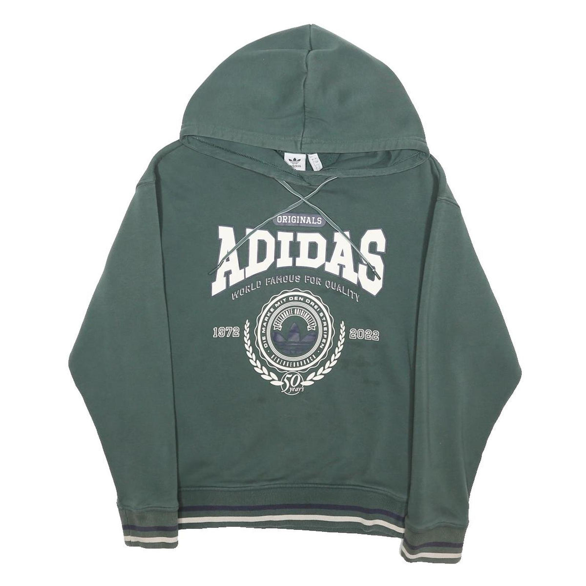 ADIDAS ORIGINALS Womens Green Hoodie UK 4 Cotton Blend Pullover Casual