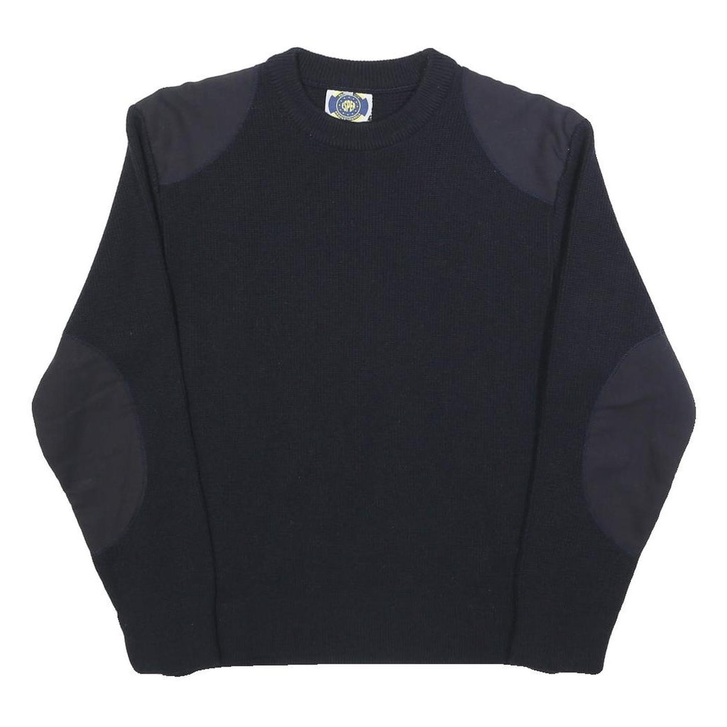 EQUIPMENTS Mens Navy Blue Plain Crew Neck Basic Knit Jumper M Wool Blend