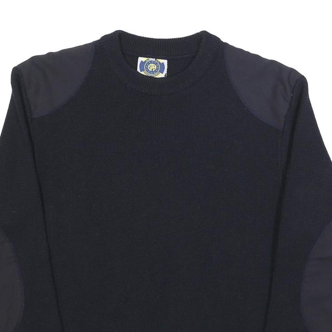 EQUIPMENTS Mens Navy Blue Plain Crew Neck Basic Knit Jumper M Wool Blend