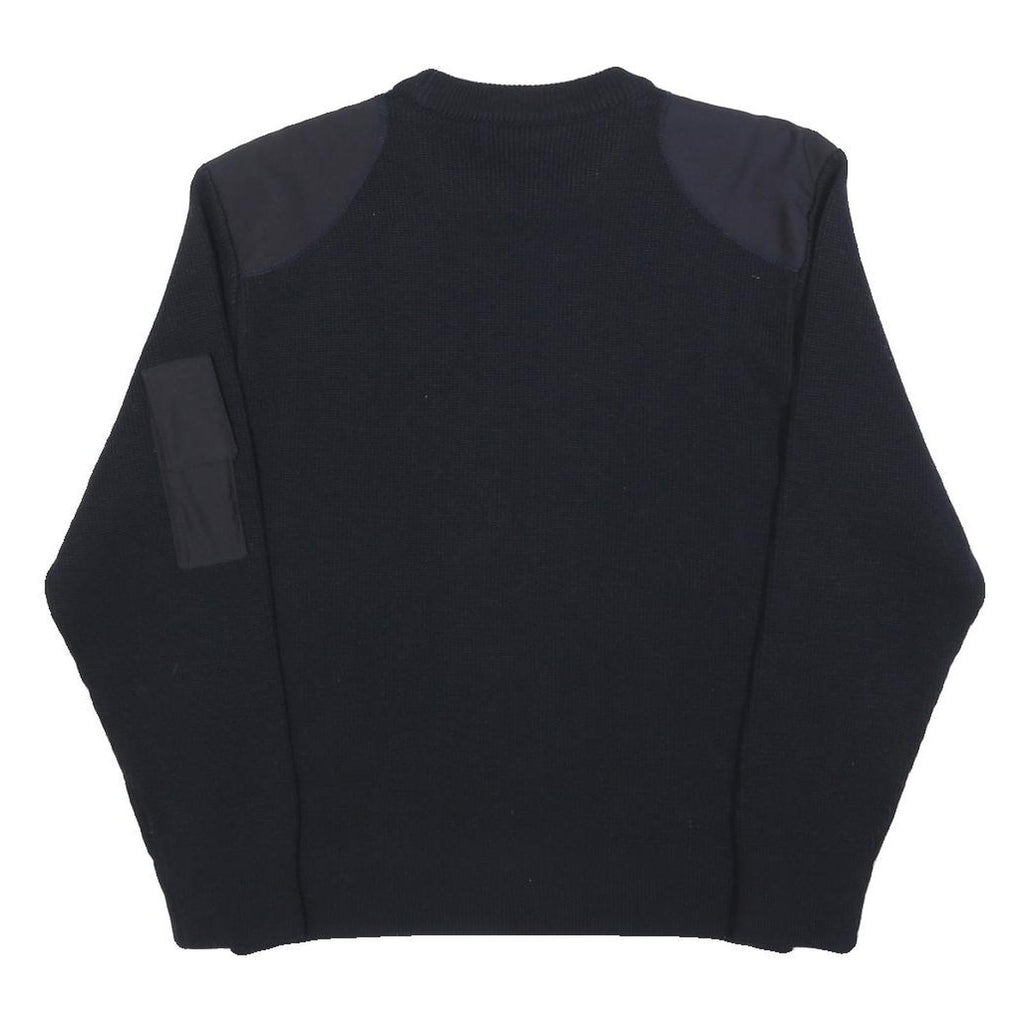 EQUIPMENTS Mens Navy Blue Plain Crew Neck Basic Knit Jumper M Wool Blend