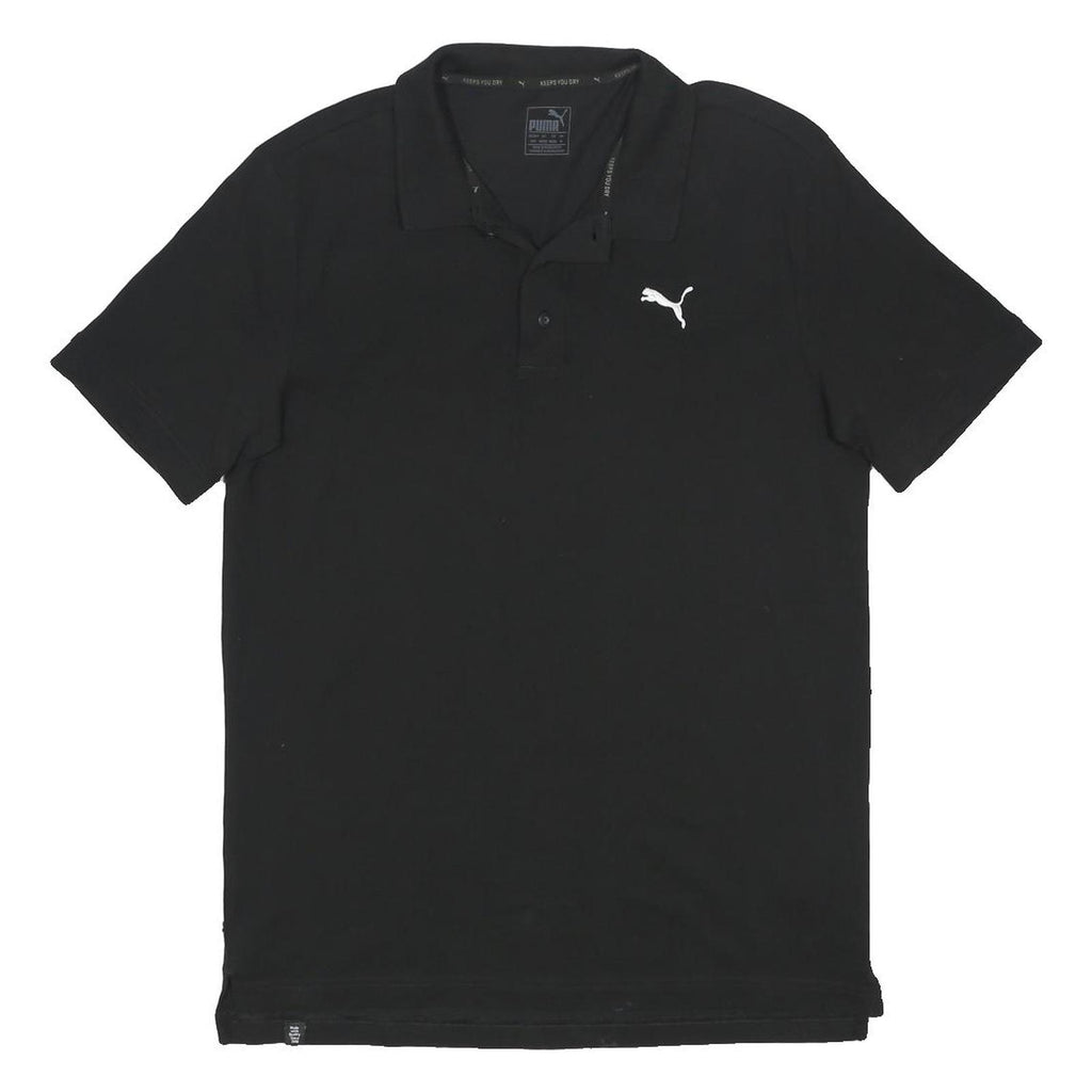 PUMA Mens Black Short Sleeve Plain Polo Shirt M Cotton Blend Classic Fit