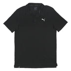 PUMA Mens Black Short Sleeve Plain Polo Shirt M Cotton Blend Classic Fit